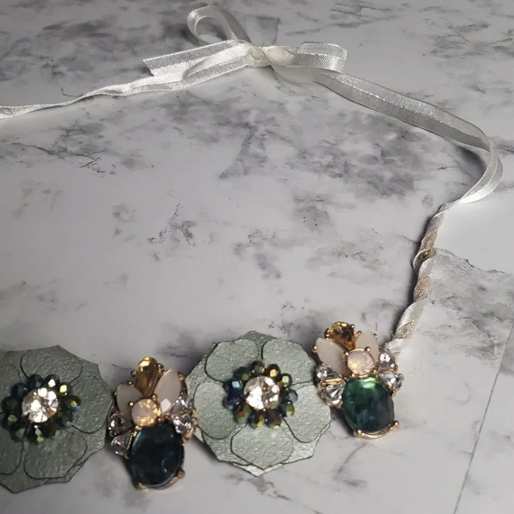 Repurposed Blue Flower Necklace